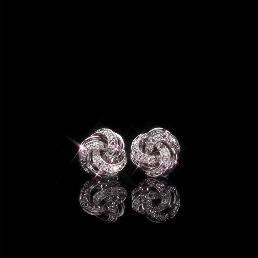 Macy’s Diamond Love Knot Stud Earrings (1/10 ct. t.w.) in Sterling Silver